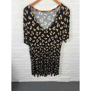 Torrid Women's Flared hem Midi Dress Short Sleeves Floral Black Size 2X Plus